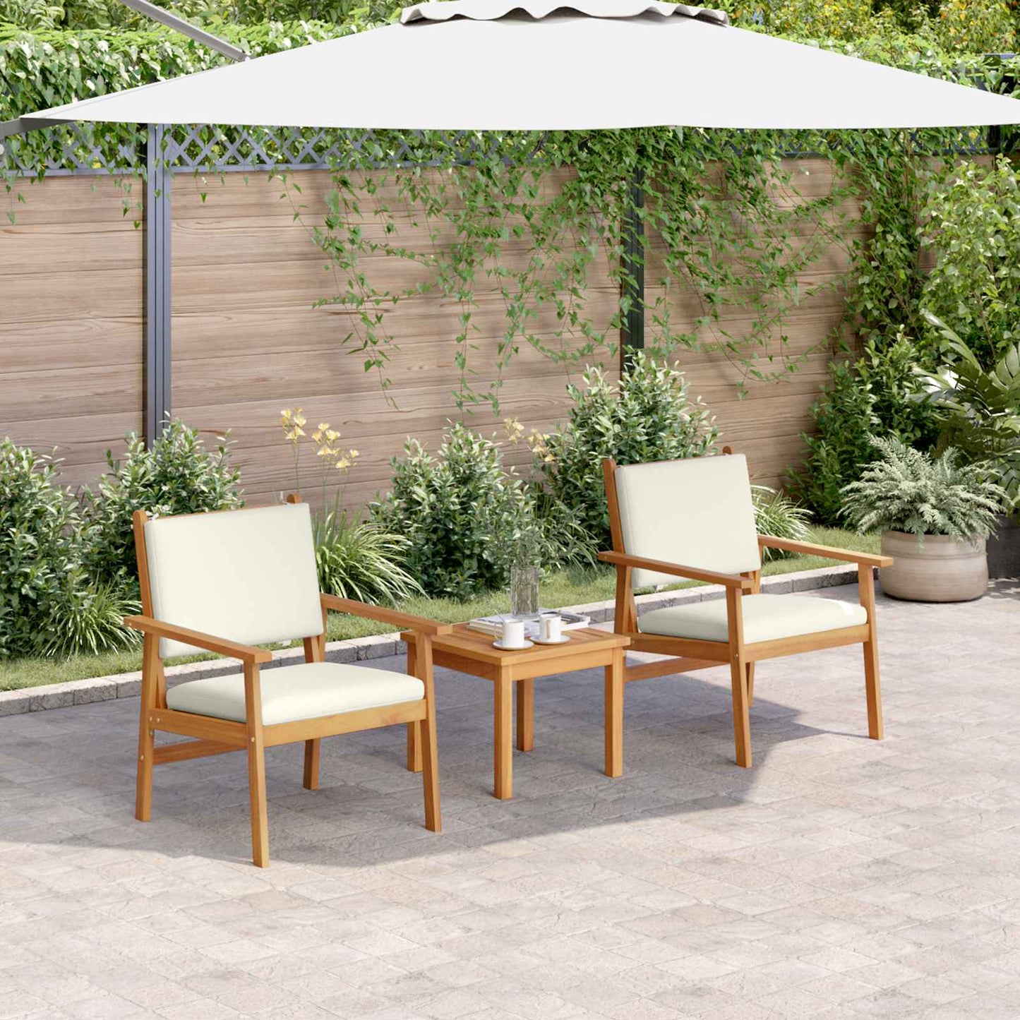 Tuinbankenset 6 Pcs Bruin Massief Acaciahout