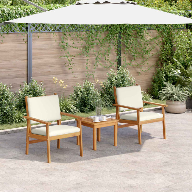 Tuinbankenset 3 Pcs Crème Wit Massief Acaciahout