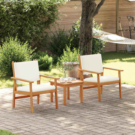 Tuinbankenset 3 Pcs Crème Wit Massief Acaciahout