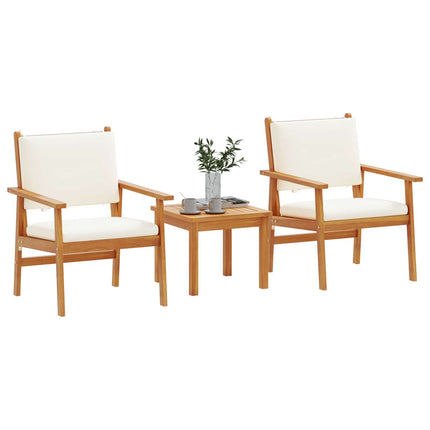 Tuinbankenset 3 Pcs Crème Wit Massief Acaciahout