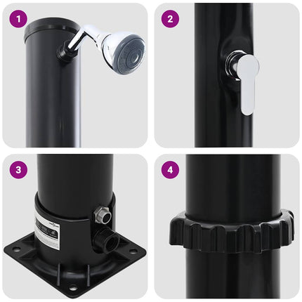 Buitenzonne-Douche Zwart 217 Cm Pvc En Aluminium