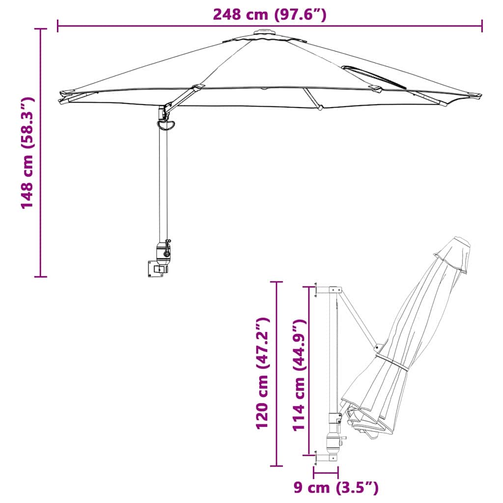 Tuinparasol 248 X 248 X 148 Cm Polyester En Staal