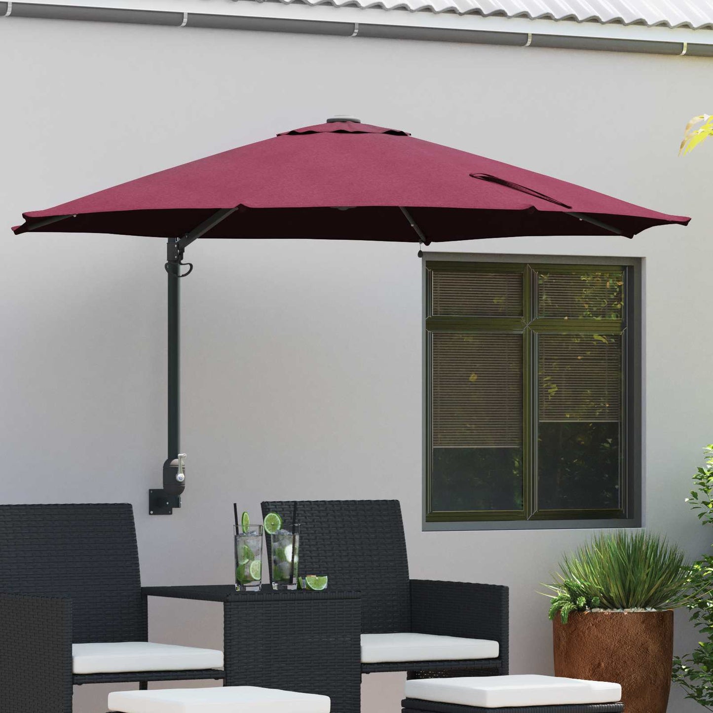Tuinparasol 248 X 248 X 148 Cm Polyester En Staal