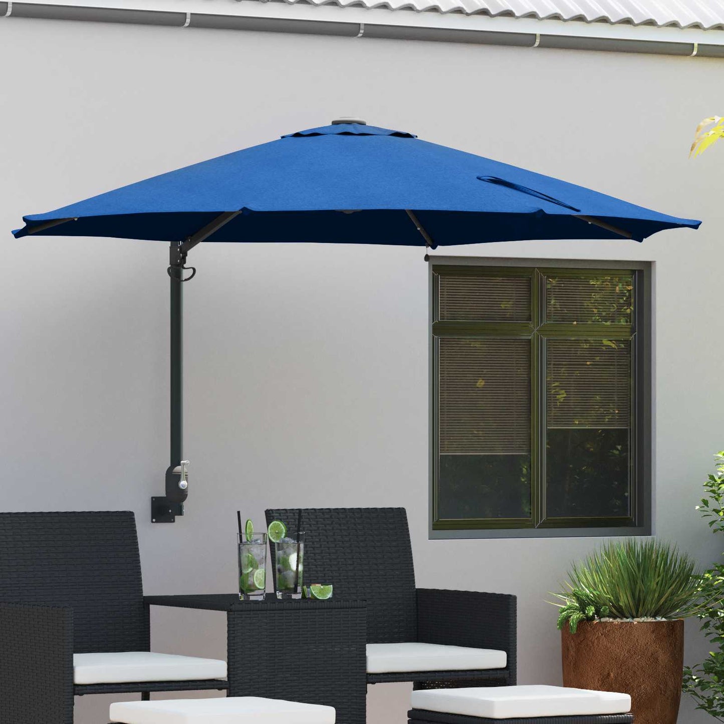 Tuinparasol 248 X 248 X 148 Cm Polyester En Staal