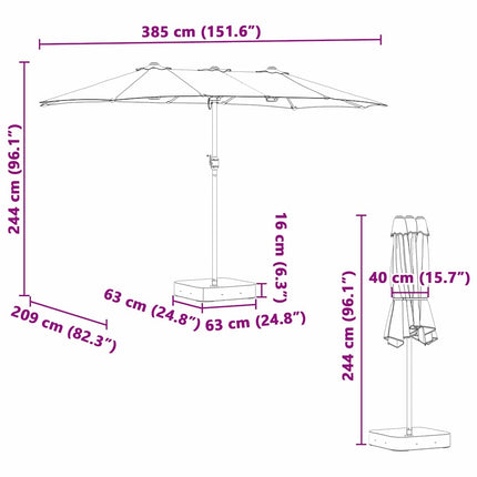 Tuinparasol 385 X 209 X 244 Cm Polyester En Staal