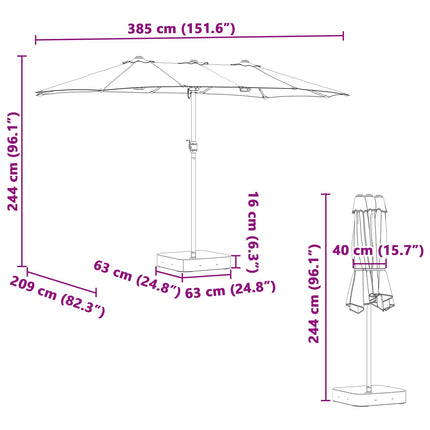 Tuinparasol En Antraciet 385 X 209 X 244 Cm Polyester