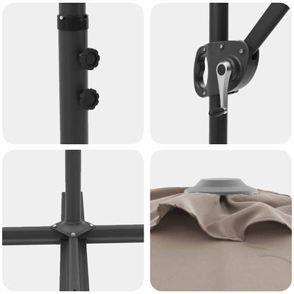 Parasol Taupe 372 x 198 x 243 cm Polyester en Aluminium