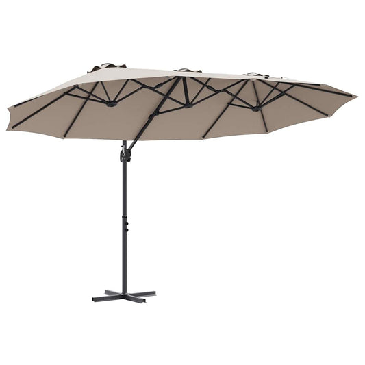 Parasol Taupe 372 x 198 x 243 cm Polyester en Aluminium