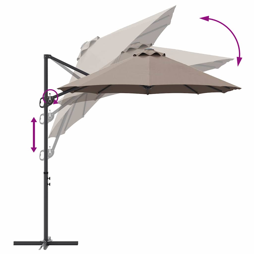 Parasol Taupe 372 x 198 x 243 cm Polyester en Aluminium
