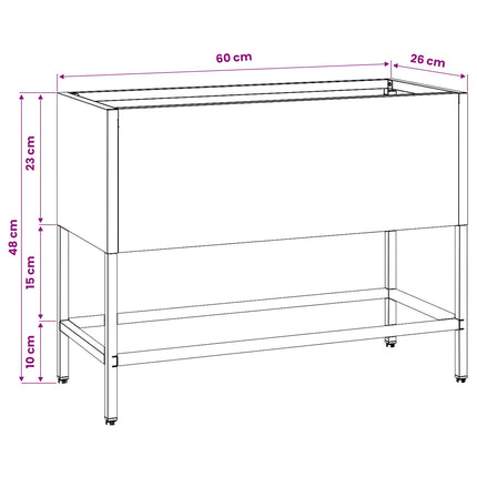 Verhoogde Tuin Plantbak 60 X 26 X 48 Cm Staal