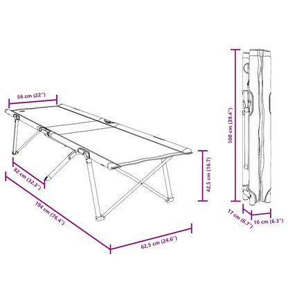 Opvouwbaar Camping Bed Zwart 62 x 194 x 42 cm Oxford stof
