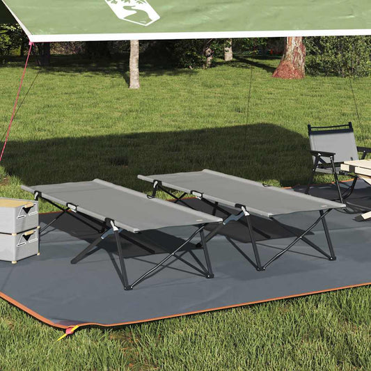 Opvouwbaar Camping Bed 2 pcs Grijs 206 x 76 x 74 cm Oxford stof