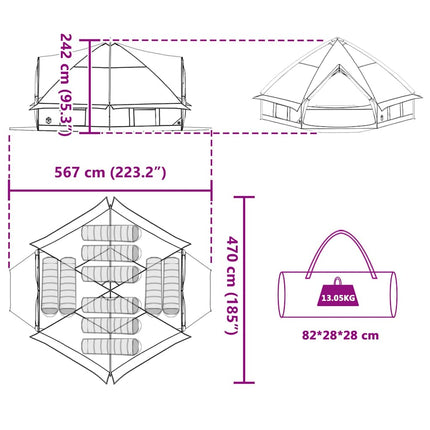 Teepee Tent Voor 10 Personen En Wit 567 X 470 X 242 Cm