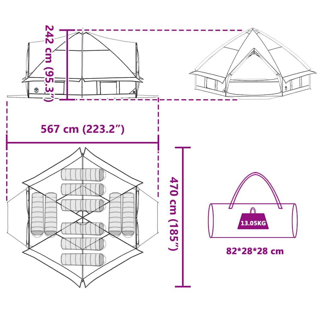 Teepee Tent Voor 10 Personen En Wit 490 X 410 X 210 Cm