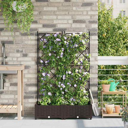 Tuinplantbak Met Schutting En Wielen 40 X 40 X 131,5 Cm
