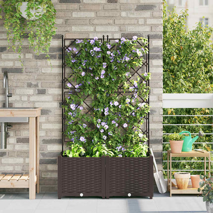 Tuinplantbak Met Schutting En Wielen 40 X 40 X 131,5 Cm