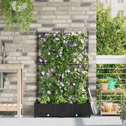 Tuinplantbak Met Schutting En Wielen 40 X 40 X 131,5 Cm