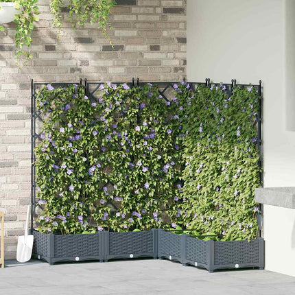 Tuinplantbak Met Schutting En Wielen 40 X 40 X 131,5 Cm