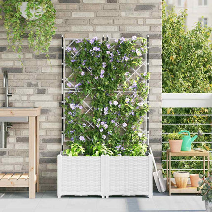 Tuinplantbak Met Schutting En Wielen 40 X 40 X 131,5 Cm
