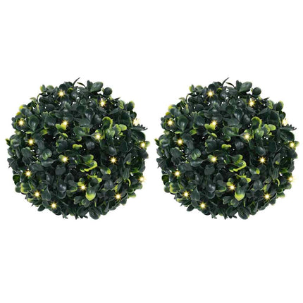 Kunstbuxusballen Met Led-Verlichting 2 St Groen
