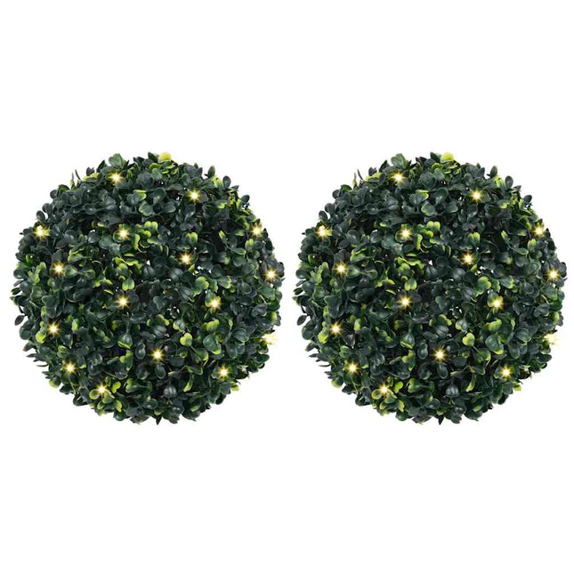 Kunstbuxusballen Met Led-Verlichting 2 St Groen