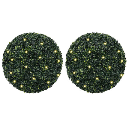 Kunstbuxusballen Met Led-Verlichting 2 St Groen