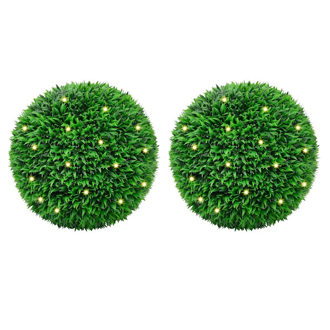 Kunstbuxusballen Met Led-Verlichting 2 St Groen