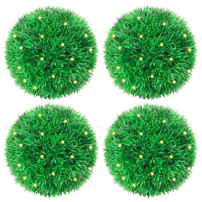 Kunstbuxusballen met LED-verlichting 4 st 12 cm groen