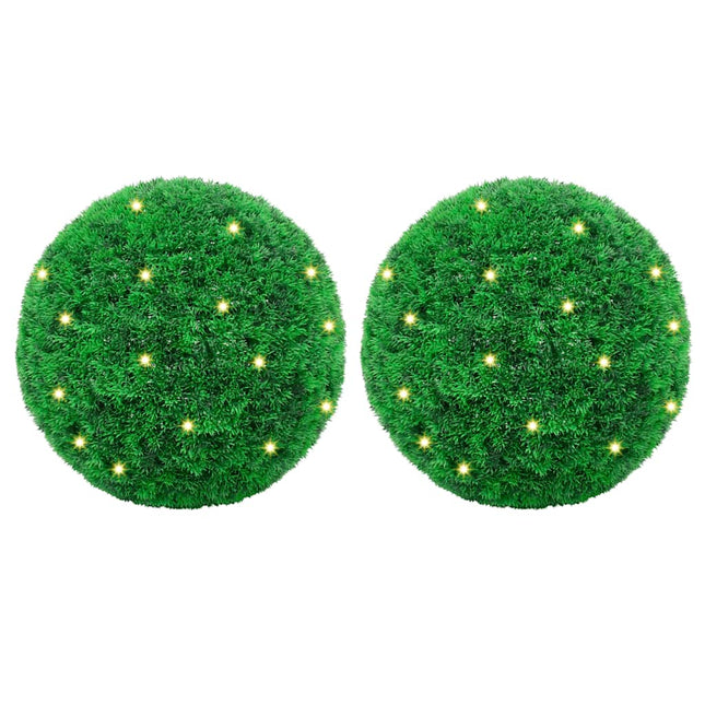 Kunstbuxusballen Met Led-Verlichting 2 St Groen