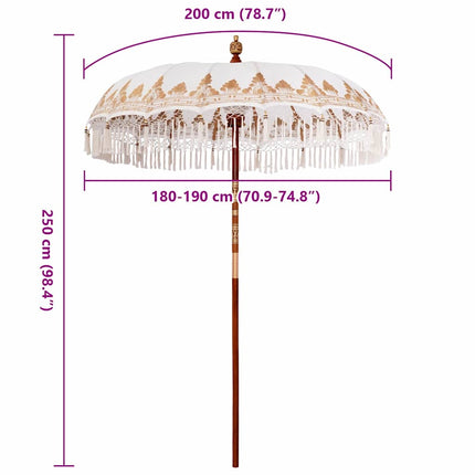 Balinese Parasol Crème 190 X 190 X 260 Cm