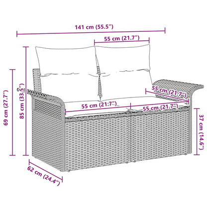 Tuinbank Met Kussen 141 X 62 X 69Cm Poly Rattan