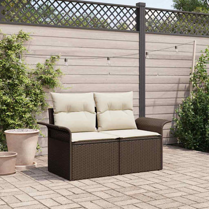 Tuinbank Met Kussen 141 X 62 X 69Cm Poly Rattan