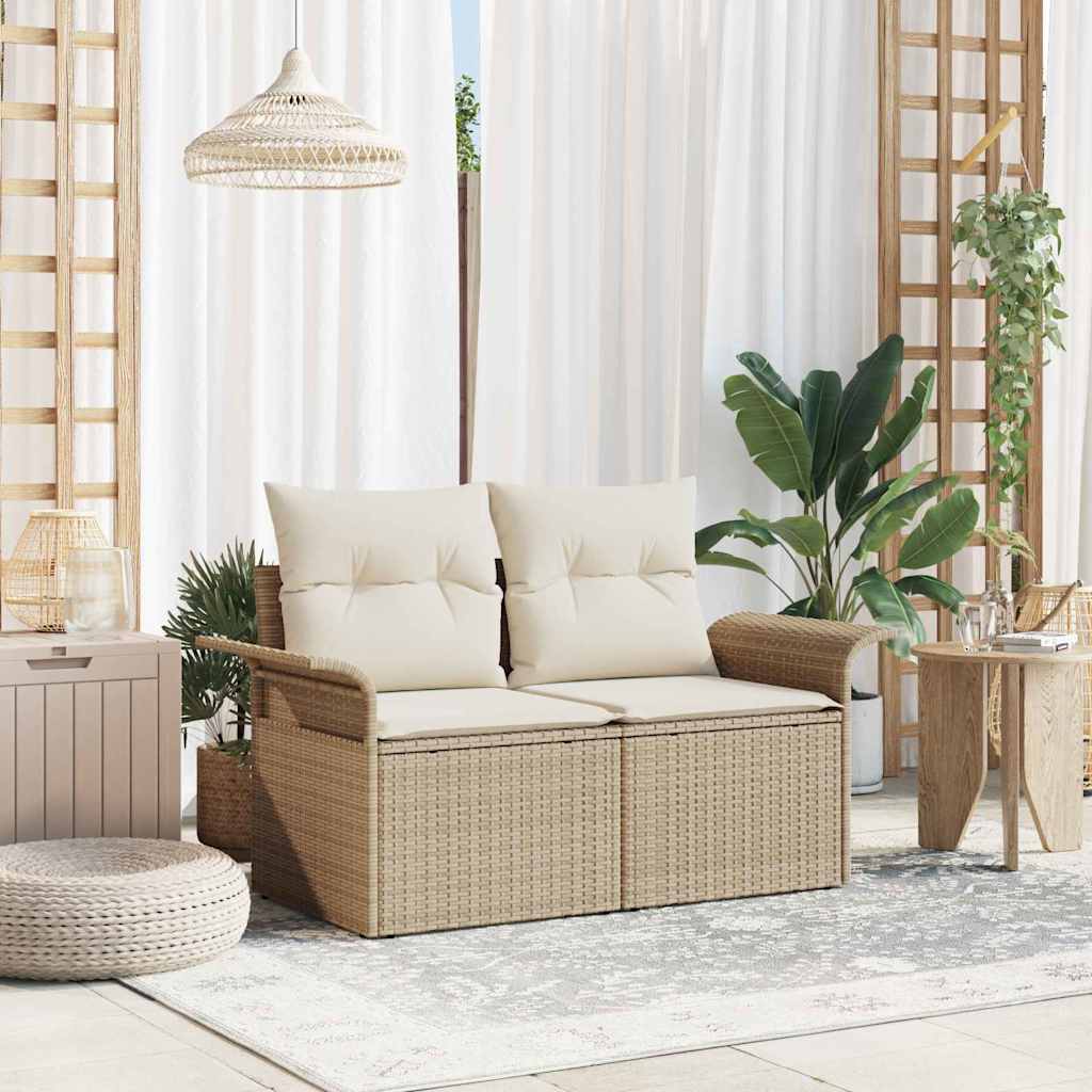 Tuinbank Met Kussen 141 X 62 X 69Cm Poly Rattan