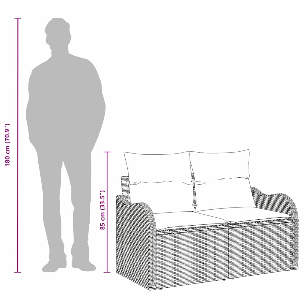 Tuinbank Met Kussen 121 X 62 X 69Cm Poly Rattan