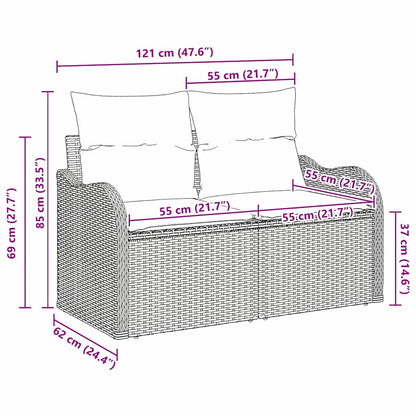 Tuinbank Met Kussen 121 X 62 X 69Cm Poly Rattan