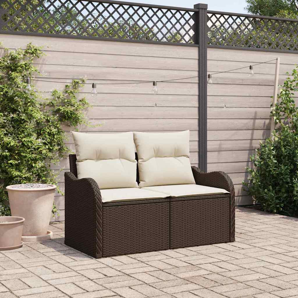 Tuinbank Met Kussen 121 X 62 X 69Cm Poly Rattan