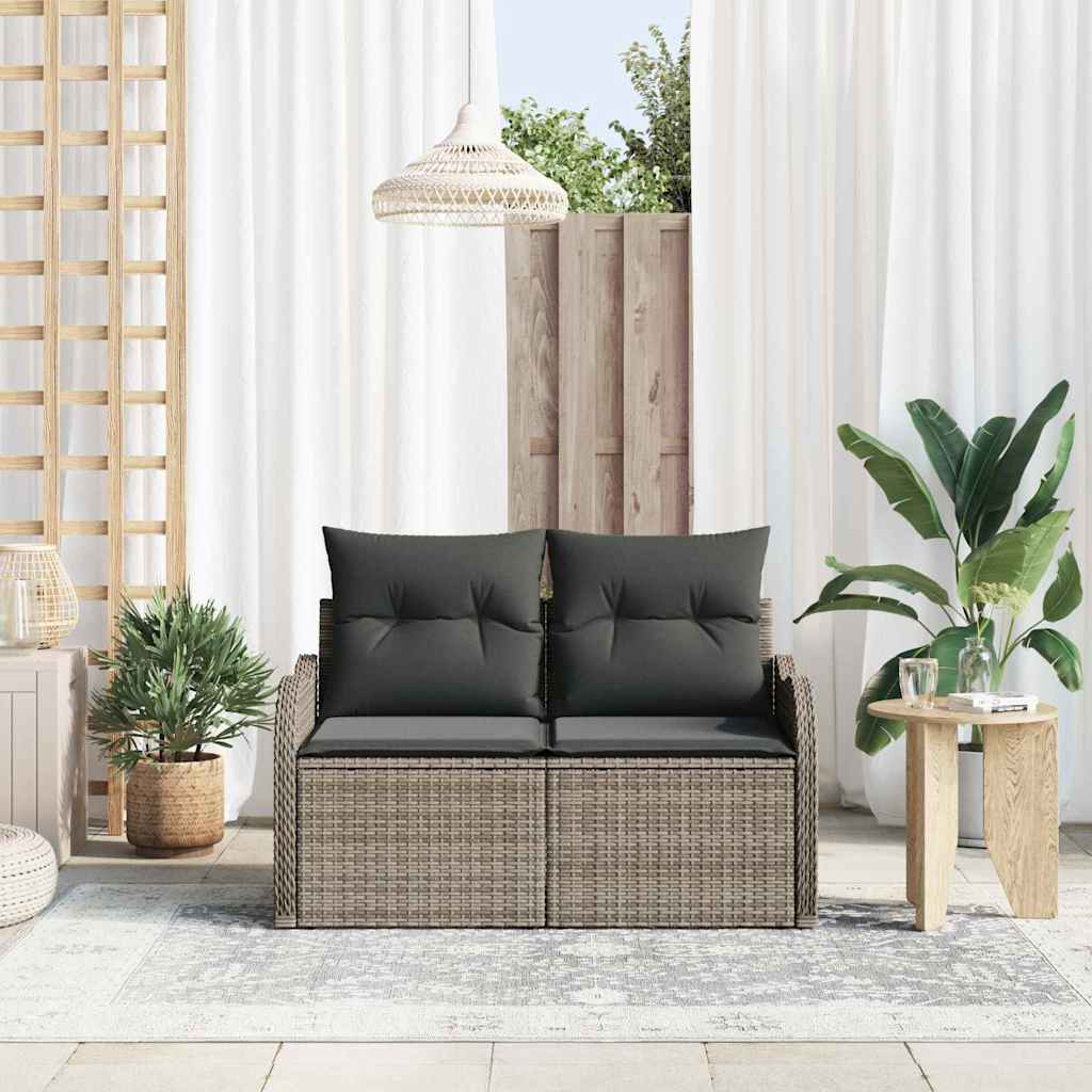Tuinbank Met Kussen 121 X 62 X 69Cm Poly Rattan