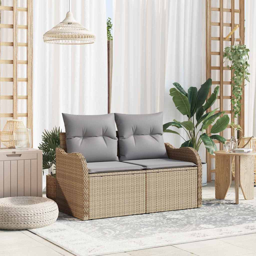 Tuinbank Met Kussen 121 X 62 X 69Cm Poly Rattan