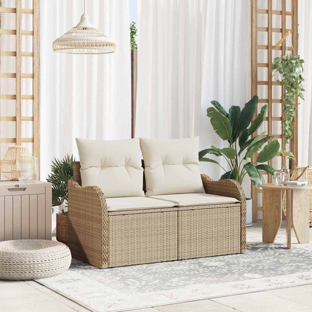 Tuinbank Met Kussen 121 X 62 X 69Cm Poly Rattan