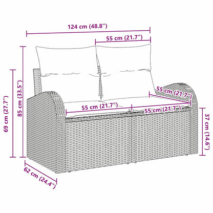 Tuinbank Met Kussen 124 X 62 X 69Cm Poly Rattan