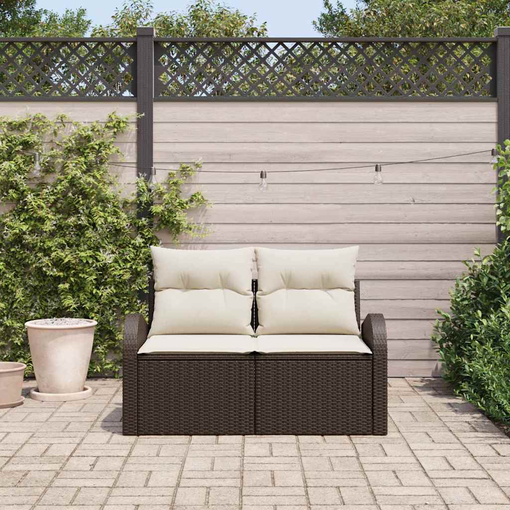 Tuinbank Met Kussen 124 X 62 X 69Cm Poly Rattan