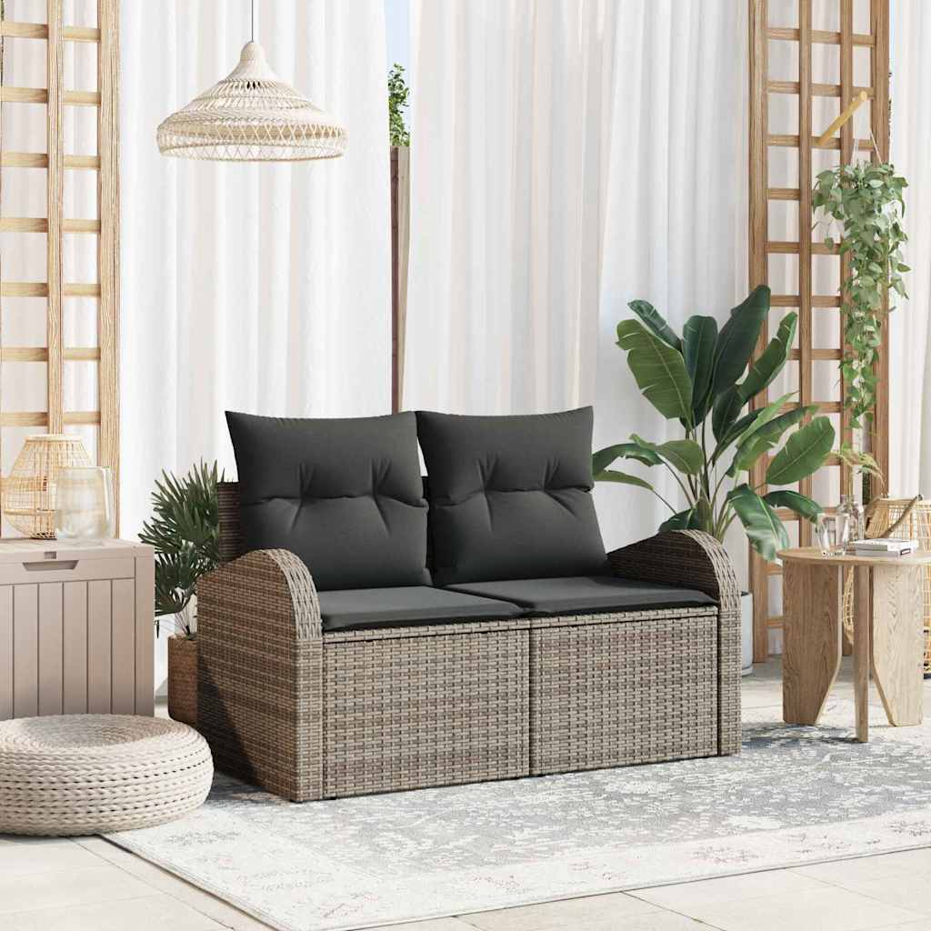 Tuinbank Met Kussen 124 X 62 X 69Cm Poly Rattan