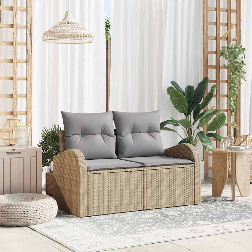 Tuinbank Met Kussen 124 X 62 X 69Cm Poly Rattan