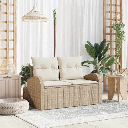 Tuinbank Met Kussen 124 X 62 X 69Cm Poly Rattan