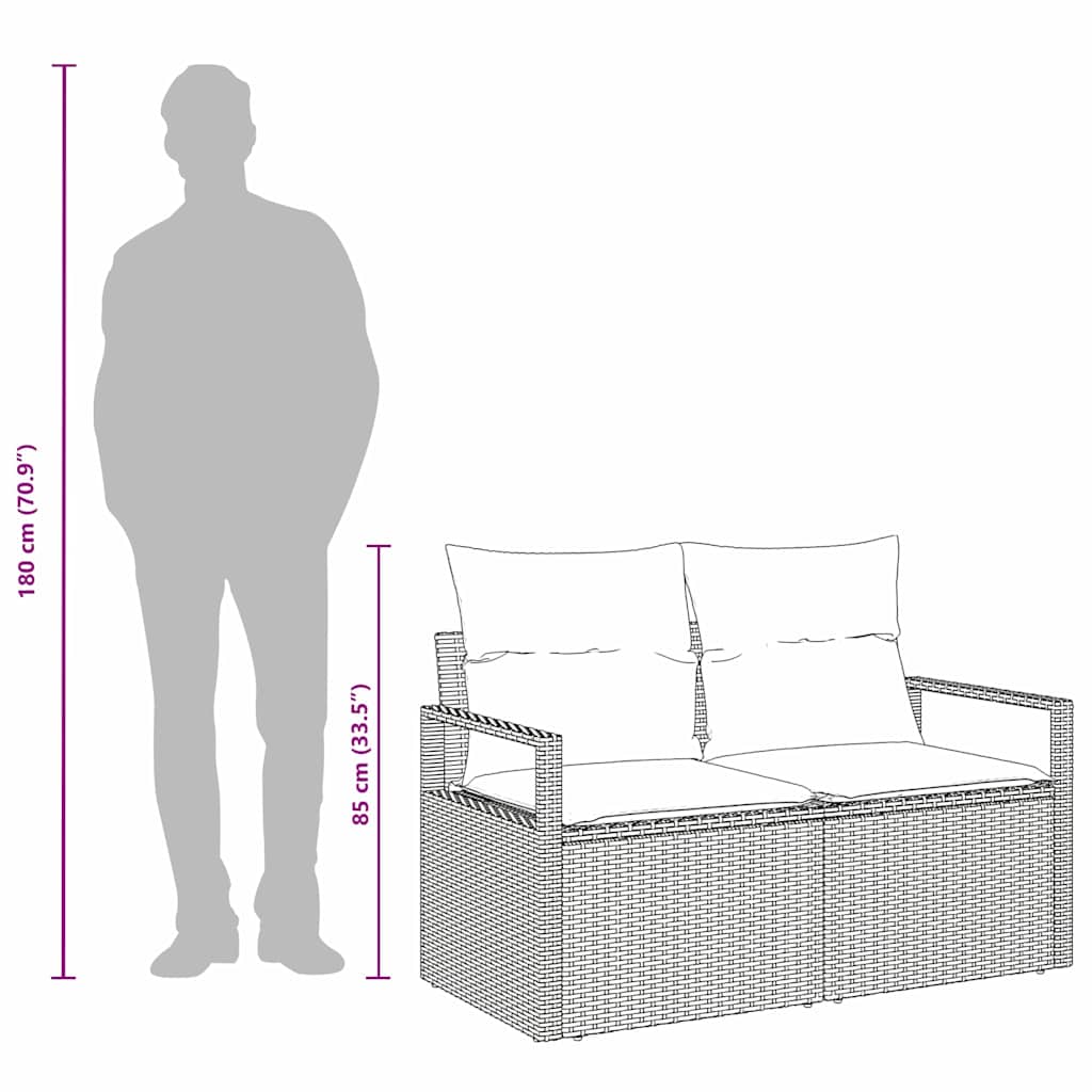 Tuinbank Met Kussen 120 X 62 X 69 Cm Poly Rattan