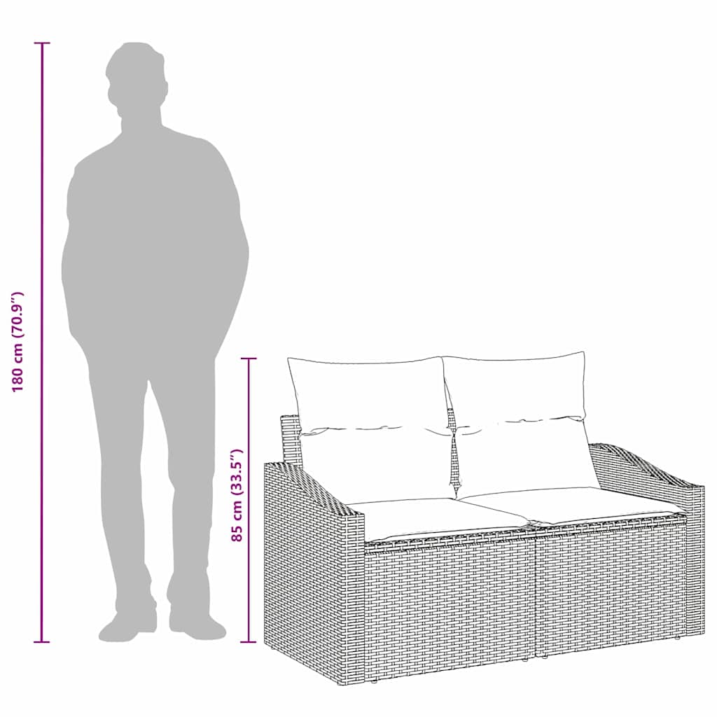 Tuinbank Grijs 123 X 62 X 69Cm Poly Rattan