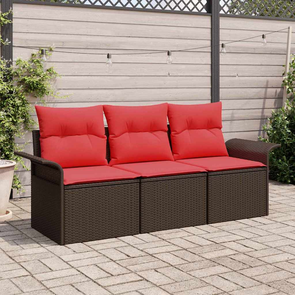Bankstel Met Kussen 3 Pcs En Blauw Poly Rattan