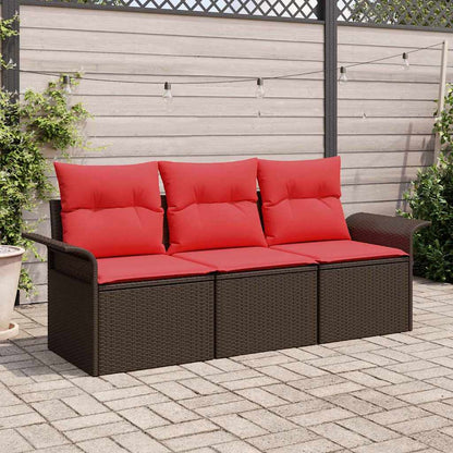 Bankstel Met Kussen 3 Pcs En Blauw Poly Rattan