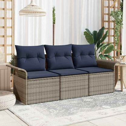 Bankstel Met Kussen 3 Pcs En Blauw Poly Rattan