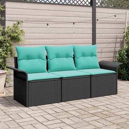 Bankstel Met Kussen 3 Pcs En Blauw Poly Rattan